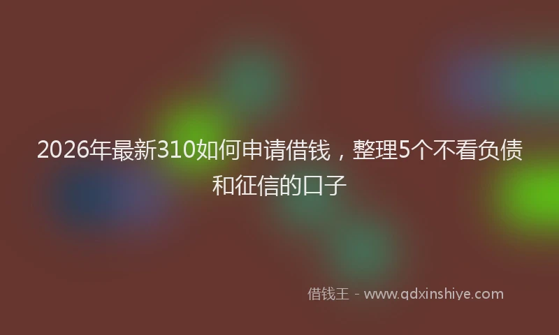 2026年最新310如何申请借钱，整理5个不看负债和征信的口子