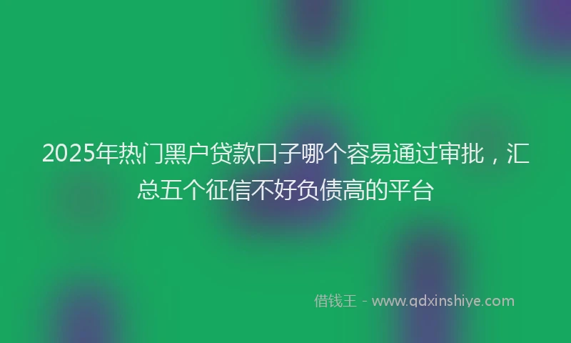 2025年热门黑户贷款口子哪个容易通过审批，汇总五个征信不好负债高的平台