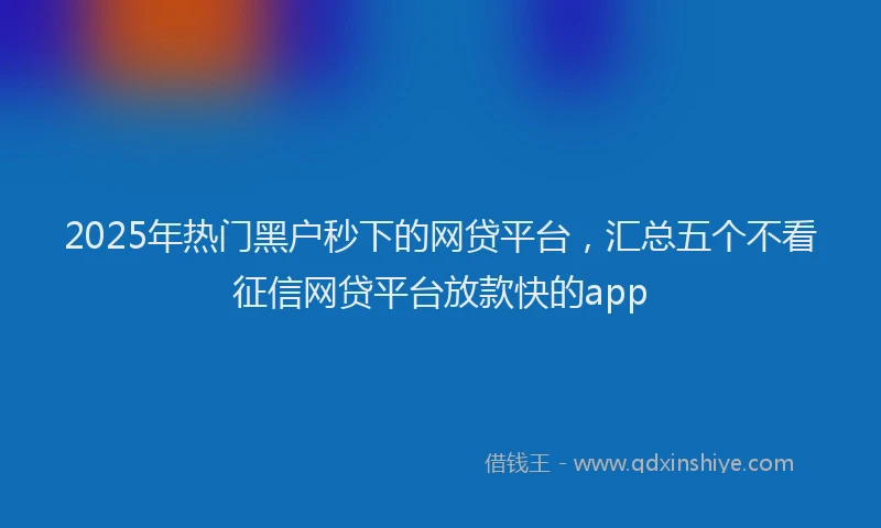2025年热门黑户秒下的网贷平台,汇总五个不看征信网贷平台放款快的app