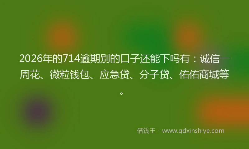 2026年的714逾期别的口子还能下吗有:诚信一周花、微粒钱包、应急贷、分子贷、佑佑商城等。