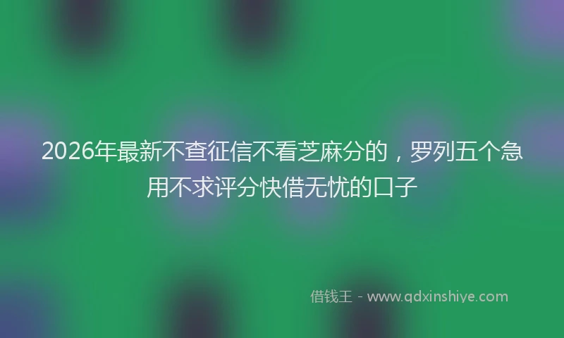 2026年最新不查征信不看芝麻分的,罗列五个急用不求评分快借无忧的口子