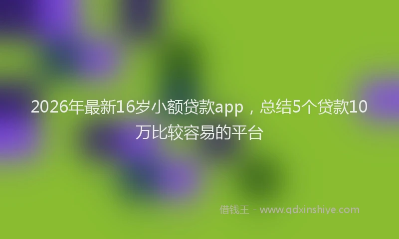 2026年最新16岁小额贷款app，总结5个贷款10万比较容易的平台