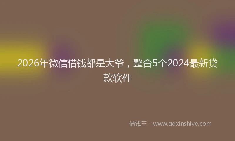 2026年微信借钱都是大爷，整合5个2024最新贷款软件