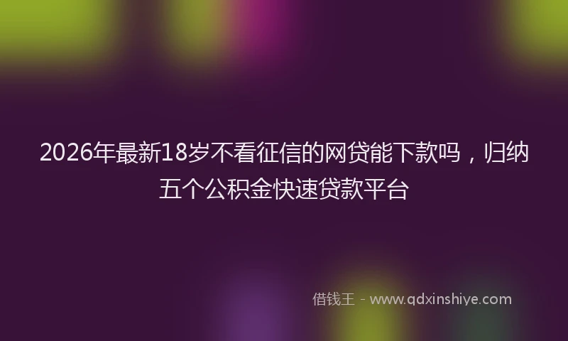 2026年最新18岁不看征信的网贷能下款吗，归纳五个公积金快速贷款平台