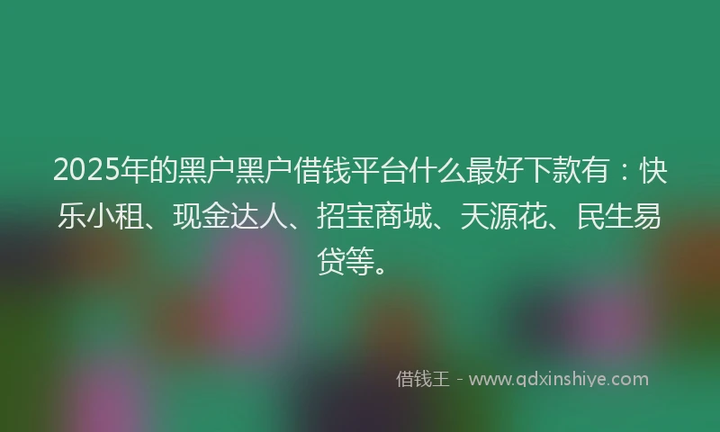 2025年的黑户黑户借钱平台什么最好下款有：快乐小租、现金达人、招宝商城、天源花、民生易贷等。