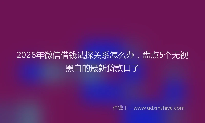 2026年微信借钱试探关系怎么办,盘点5个无视黑白的最新贷款口子