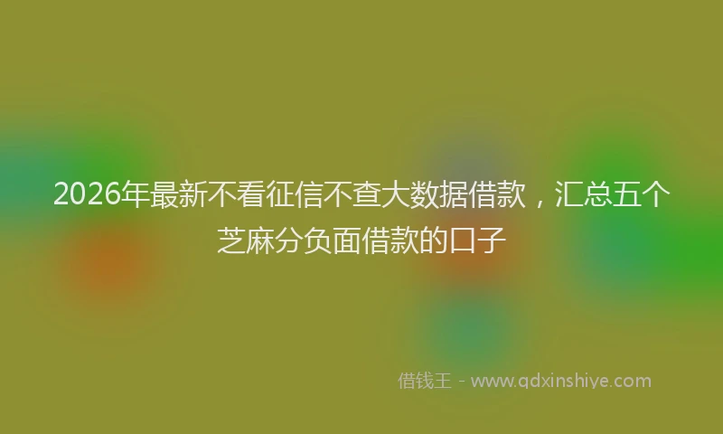 2026年最新不看征信不查大数据借款,汇总五个芝麻分负面借款的口子