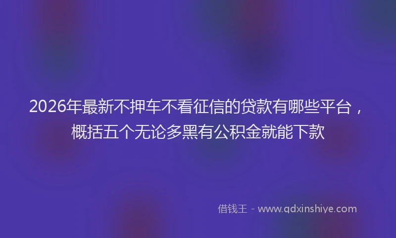 2026年最新不押车不看征信的贷款有哪些平台,概括五个无论多黑有公积金就能下款