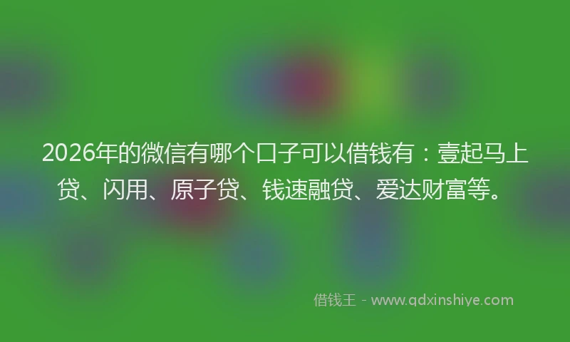 2026年的微信有哪个口子可以借钱有:壹起马上贷、闪用、原子贷、钱速融贷、爱达财富等。