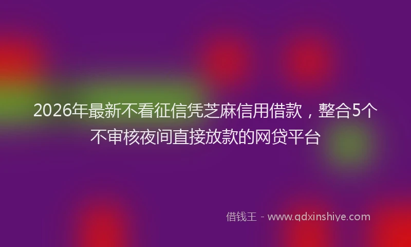 2026年最新不看征信凭芝麻信用借款,整合5个不审核夜间直接放款的网贷平台