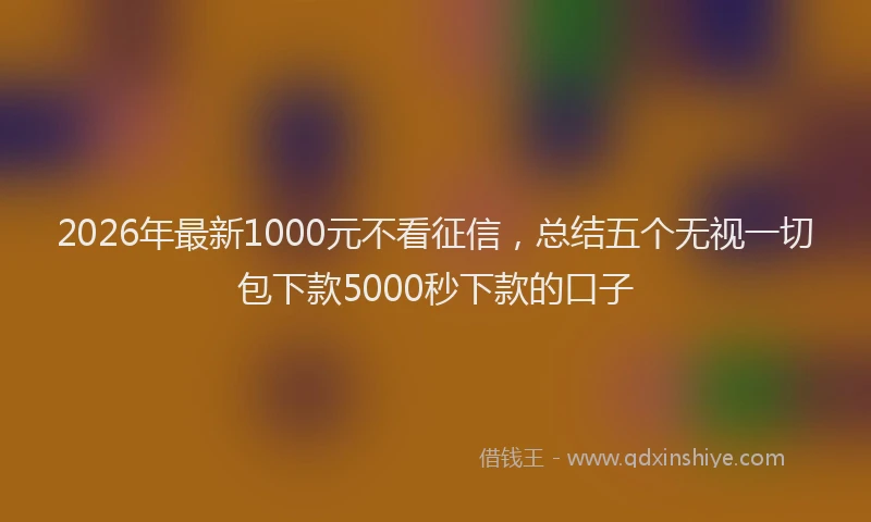 2026年最新1000元不看征信，总结五个无视一切包下款5000秒下款的口子