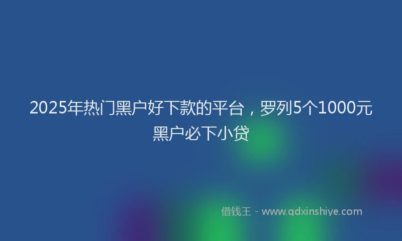 2025年热门黑户好下款的平台，罗列5个1000元黑户必下小贷