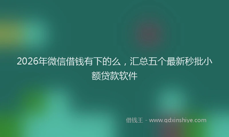 2026年微信借钱有下的么,汇总五个最新秒批小额贷款软件