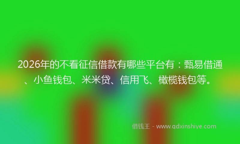 2026年的不看征信借款有哪些平台有:甄易借通、小鱼钱包、米米贷、信用飞、橄榄钱包等。