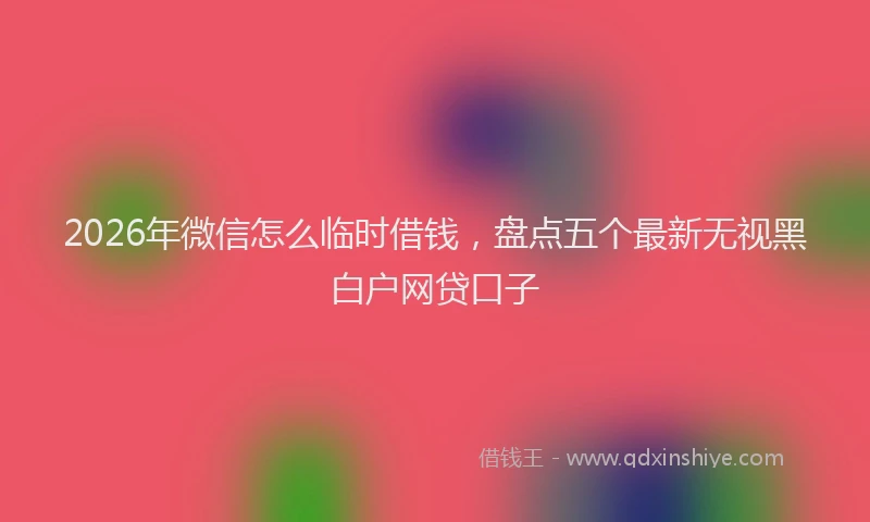 2026年微信怎么临时借钱，盘点五个最新无视黑白户网贷口子