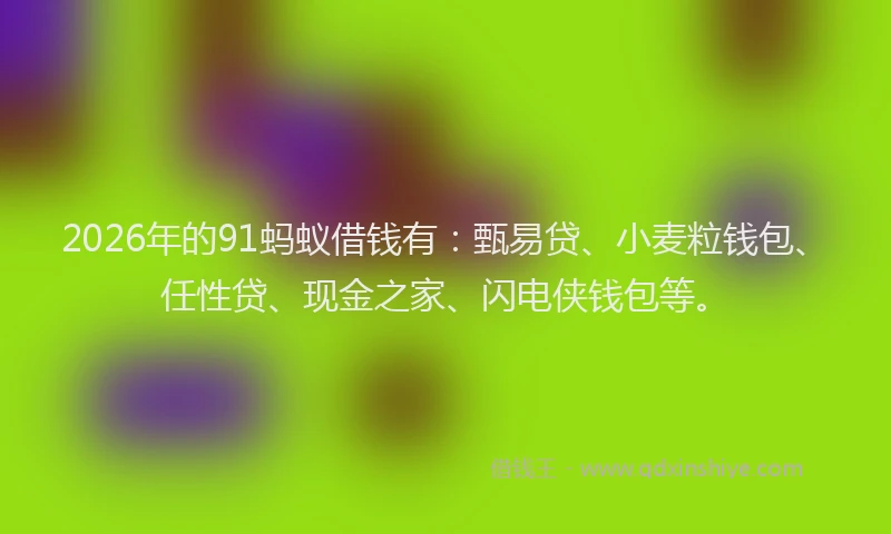2026年的91蚂蚁借钱有:甄易贷、小麦粒钱包、任性贷、现金之家、闪电侠钱包等。