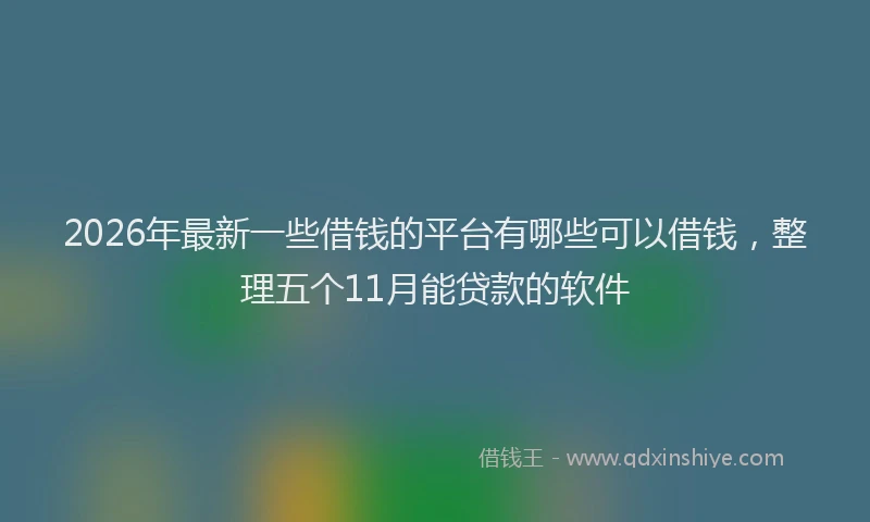 2026年最新一些借钱的平台有哪些可以借钱，整理五个11月能贷款的软件