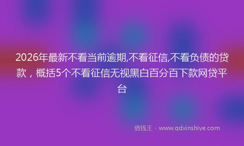 2026年最新不看当前逾期,不看征信,不看负债的贷款,概括5个不看征信无视黑白百分百下款网贷平台