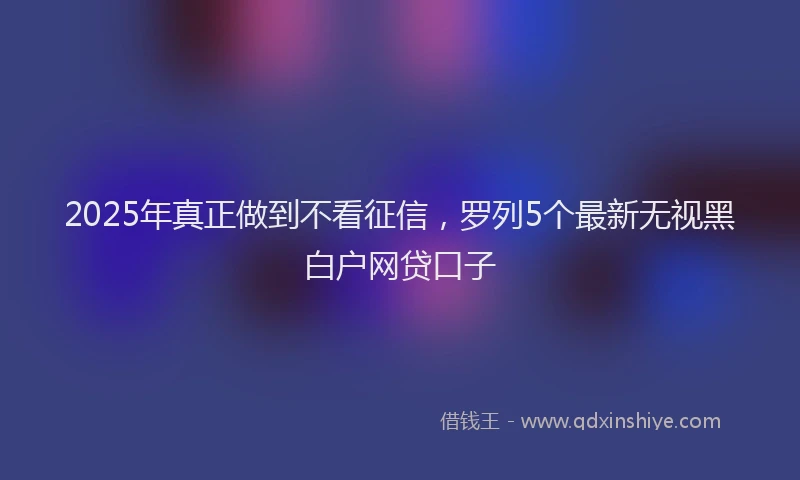 2025年真正做到不看征信，罗列5个最新无视黑白户网贷口子
