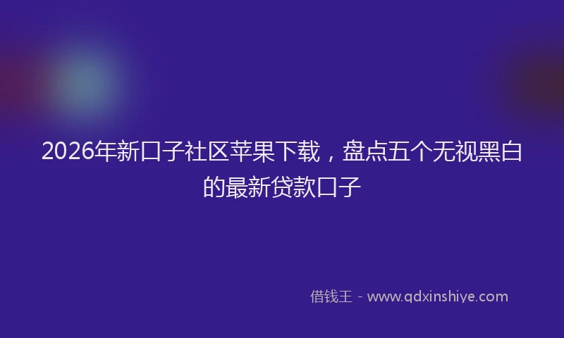 2026年新口子社区苹果下载，盘点五个无视黑白的最新贷款口子