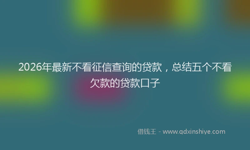 2026年最新不看征信查询的贷款，总结五个不看欠款的贷款口子