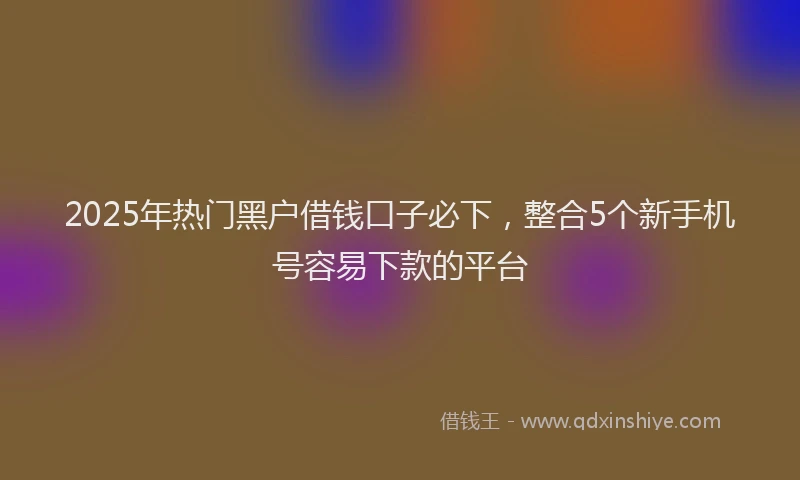 2025年热门黑户借钱口子必下，整合5个新手机号容易下款的平台