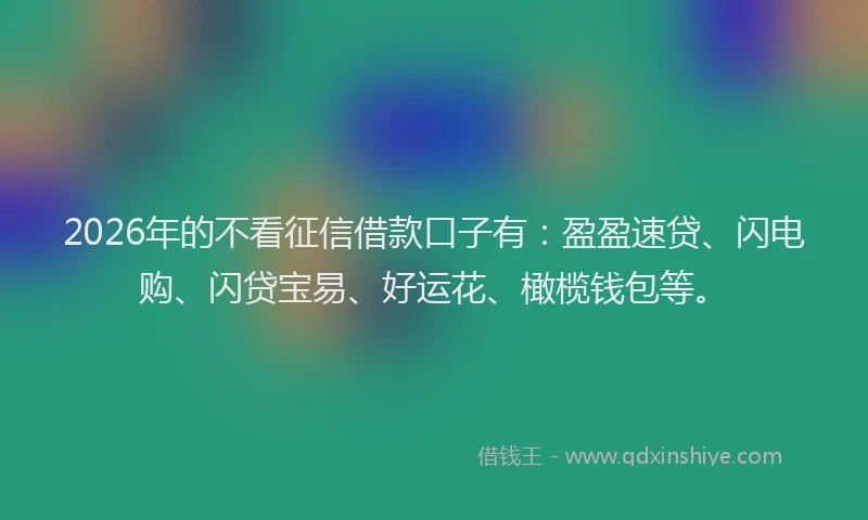 2026年的不看征信借款口子有:盈盈速贷、闪电购、闪贷宝易、好运花、橄榄钱包等。