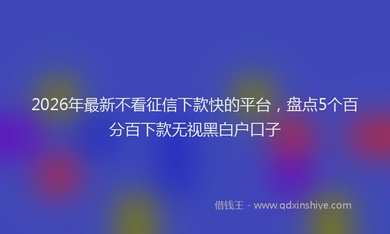 2026年最新不看征信下款快的平台,盘点5个百分百下款无视黑白户口子