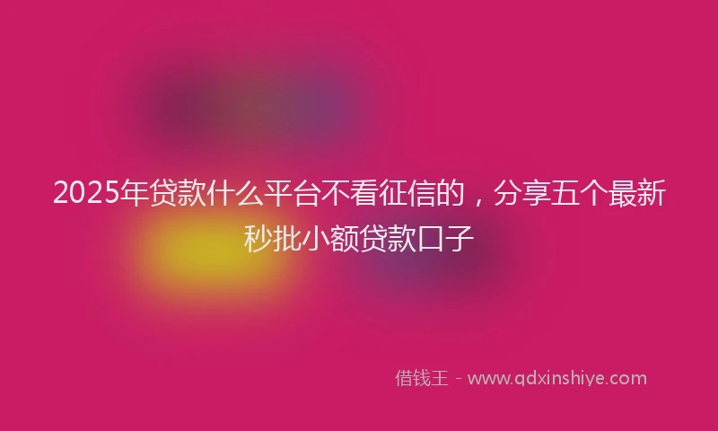 2025年贷款什么平台不看征信的，分享五个最新秒批小额贷款口子