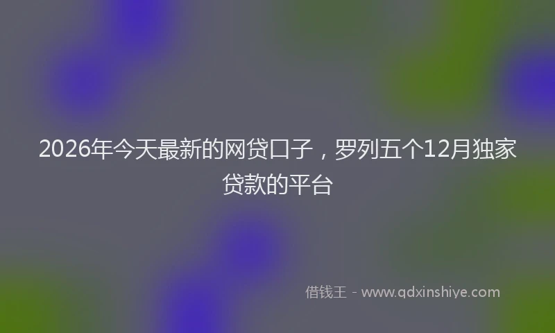 2026年今天最新的网贷口子，罗列五个12月独家贷款的平台