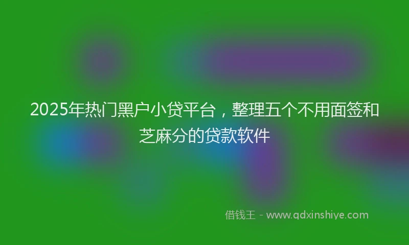 2025年热门黑户小贷平台,整理五个不用面签和芝麻分的贷款软件
