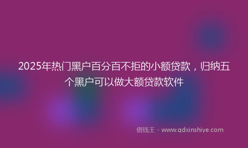 2025年热门黑户百分百不拒的小额贷款，归纳五个黑户可以做大额贷款软件