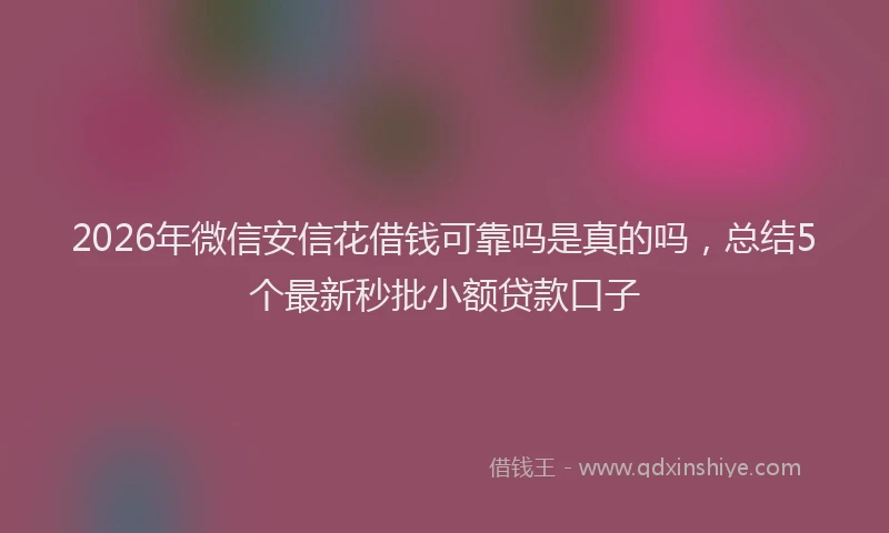 2026年微信安信花借钱可靠吗是真的吗，总结5个最新秒批小额贷款口子