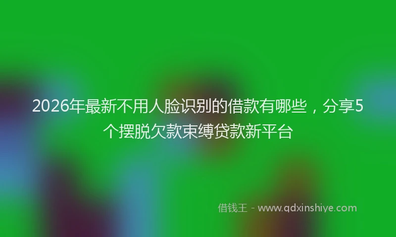 2026年最新不用人脸识别的借款有哪些，分享5个摆脱欠款束缚贷款新平台