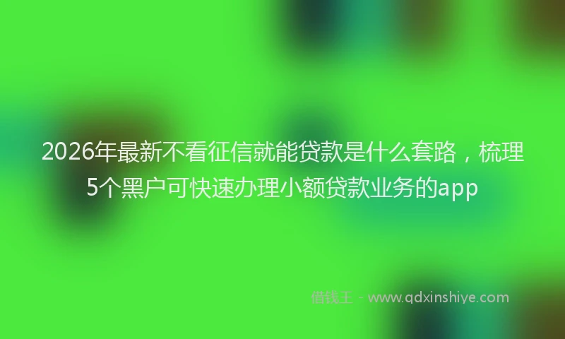 2026年最新不看征信就能贷款是什么套路,梳理5个黑户可快速办理小额贷款业务的app