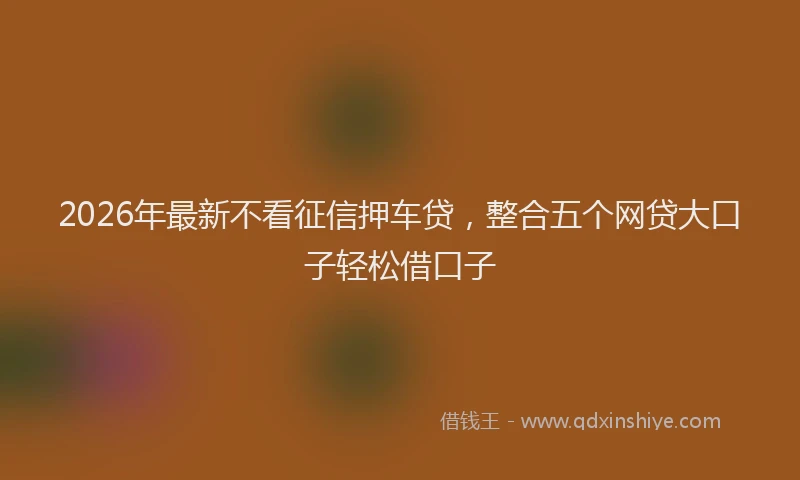 2026年最新不看征信押车贷，整合五个网贷大口子轻松借口子