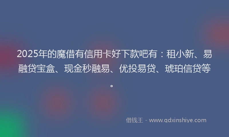 2025年的魔借有信用卡好下款吧有:租小新、易融贷宝盒、现金秒融易、优投易贷、琥珀信贷等。
