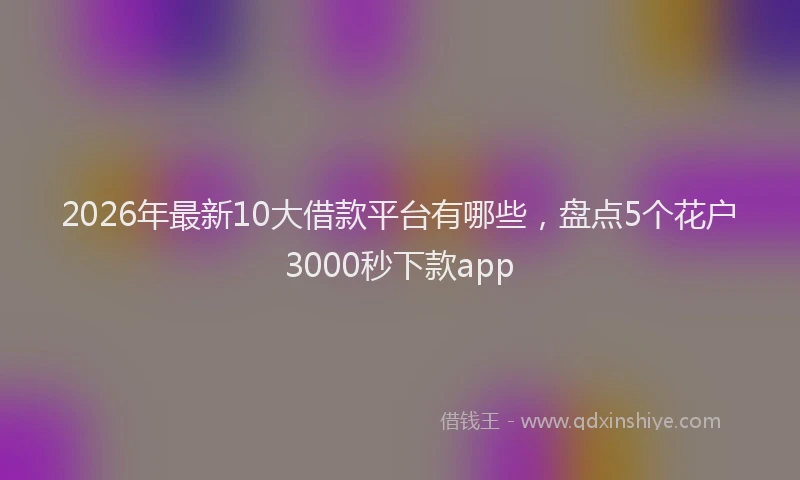 2026年最新10大借款平台有哪些，盘点5个花户3000秒下款app