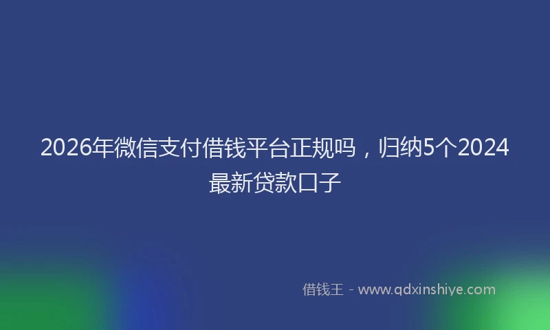 2026年微信支付借钱平台正规吗,归纳5个2024最新贷款口子