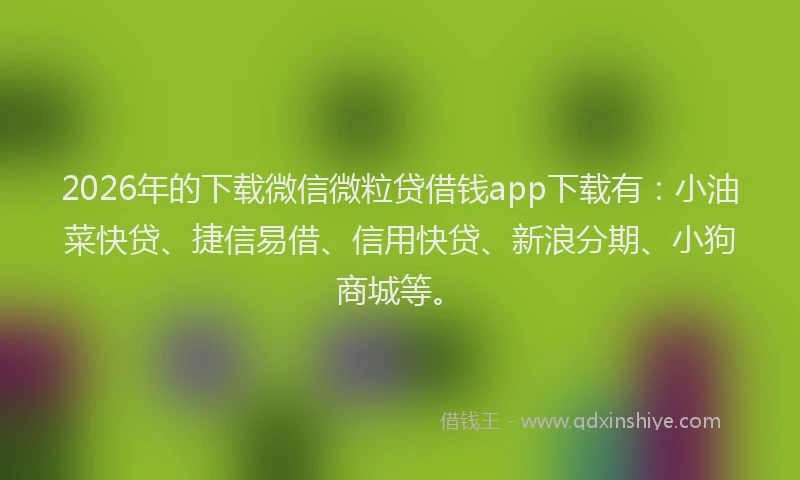 2026年的下载微信微粒贷借钱app下载有:小油菜快贷、捷信易借、信用快贷、新浪分期、小狗商城等。