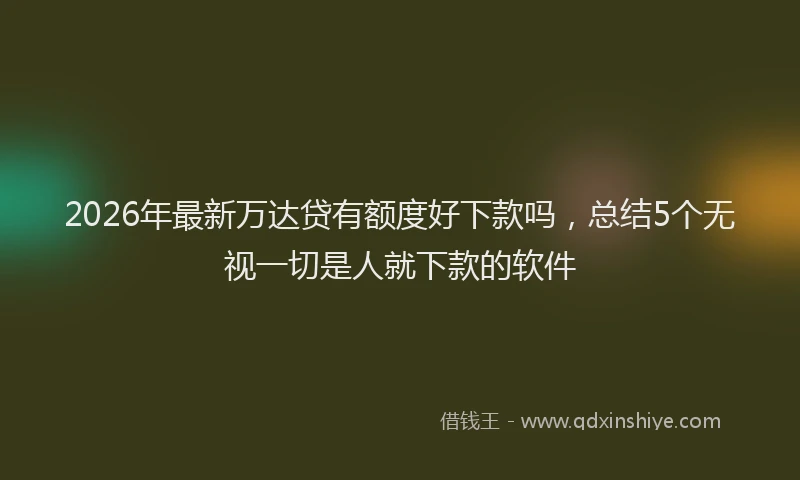 2026年最新万达贷有额度好下款吗，总结5个无视一切是人就下款的软件