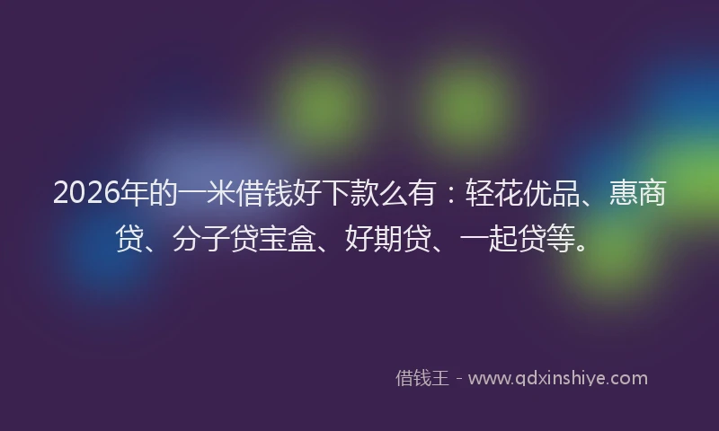 2026年的一米借钱好下款么有:轻花优品、惠商贷、分子贷宝盒、好期贷、一起贷等。