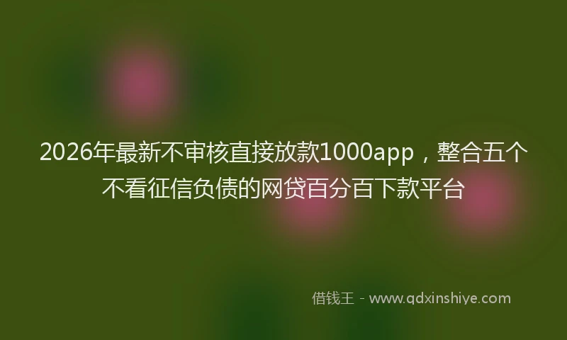 2026年最新不审核直接放款1000app，整合五个不看征信负债的网贷百分百下款平台