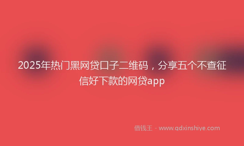 2025年热门黑网贷口子二维码，分享五个不查征信好下款的网贷app