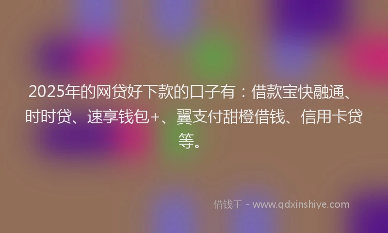 2025年的网贷好下款的口子有:借款宝快融通、时时贷、速享钱包+、翼支付甜橙借钱、信用卡贷等。