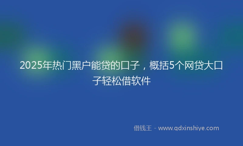 2025年热门黑户能贷的口子，概括5个网贷大口子轻松借软件