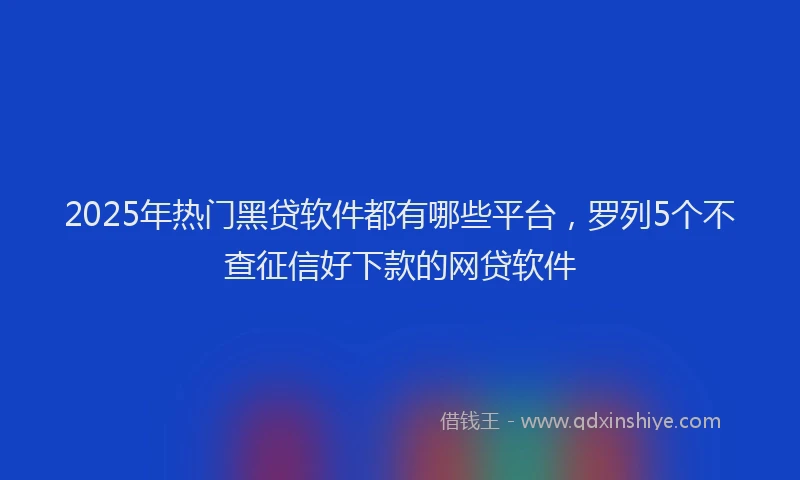 2025年热门黑贷软件都有哪些平台，罗列5个不查征信好下款的网贷软件