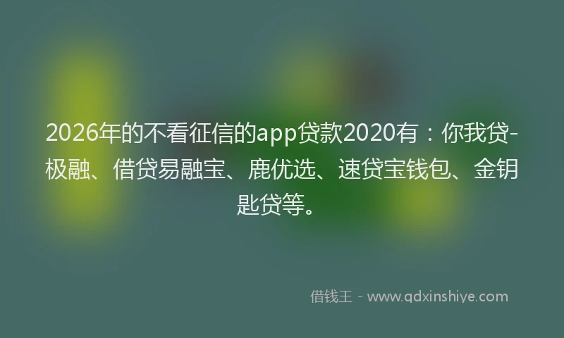 2026年的不看征信的app贷款2020有:你我贷-极融、借贷易融宝、鹿优选、速贷宝钱包、金钥匙贷等。