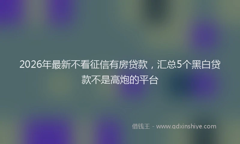 2026年最新不看征信有房贷款,汇总5个黑白贷款不是高炮的平台