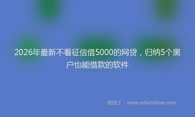 2026年最新不看征信借5000的网贷，归纳5个黑户也能借款的软件